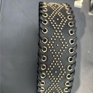VENUS Black and Gold Studded Belt
